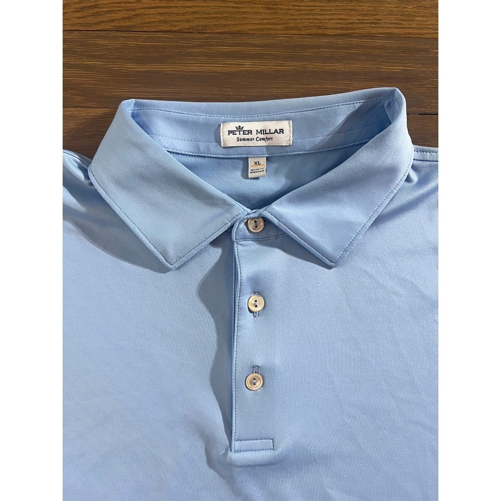 Peter Millar Summer Comfort Mens XL Polo Shirt Light Blue Short Sleeve Golf Top - Picture 3 of 4